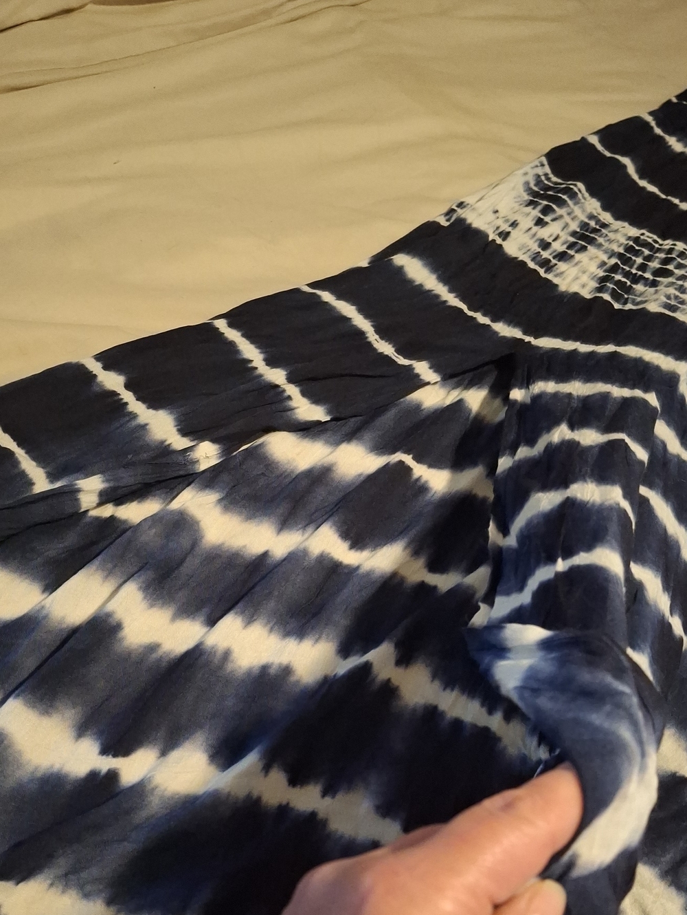 Millinium Navy And White Tie Dye Rayon Maxi Dress - Picture 4 of 6